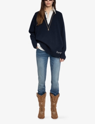ZADIG&VOLTAIRE: Swyny Logo-Embroidered Wool And Cashmere-Blend Jumper