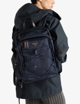 Prada Versatile Backpack With Multiple Storage Options In Blue