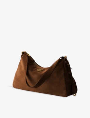 PRADA: Aimée Large Suede Shoulder Bag