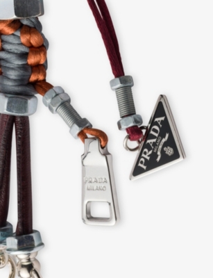 Prada Womens  Robot Metal Bag Charm In Burgundy