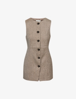 Dissh Womens Choc Frankie Tweed Tunic Vest In Neutral