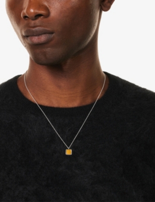 Commonlines Mens Tiger Eye Sterling-silver Necklace In Silver