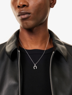 Commonlines Mens Horse Shoe  Sterling-silver Necklace In Gray