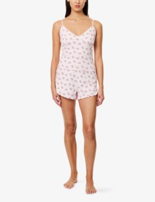 We Are Tala Omens Ballet Pink Printed Sleep Lounge Regular-fit Stretch-cotton Pyjama Bottoms