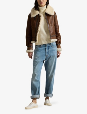 POLO RALPH LAUREN: Sheepskin-Lined Leather Aviator Jacket