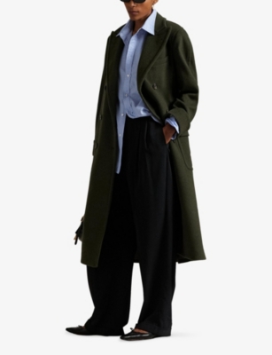Polo Ralph Lauren Womens  Relaxed-fit Double-breasted Wool Coat In Green