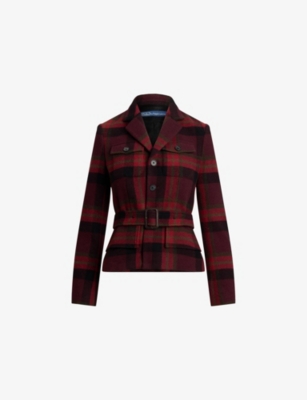POLO RALPH LAUREN: Checked Belted-Waist Wool-Blend Jacket