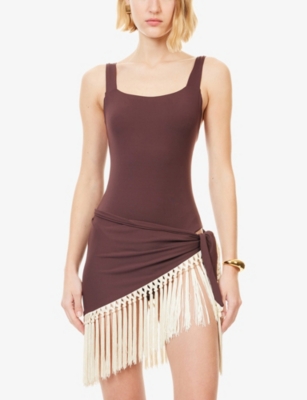 Taller Marmo Womens Mahogany-ivory Mini Lido Swimsuit In Burgundy