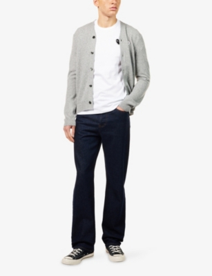 COMME DES GARCONS PLAY: Rhinestone Heart-Embroidered Cotton T-Shirt