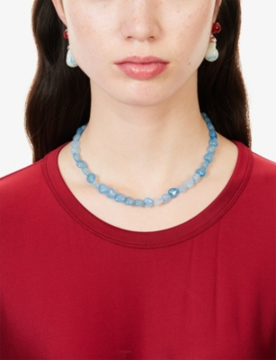 Completedworks Womens Blue The Heart's Window Sterling-silver And Gemstone Beaded Necklace In Blue