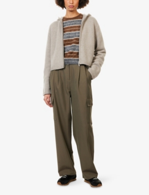 Guest In Residence Womens  Grizzly Striped Brushed Cashmere Jumper In Brown