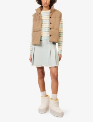 Guest In Residence Womens Grizzly Striped Brushed Cashmere Jumper Seaglass Combo In Neutral