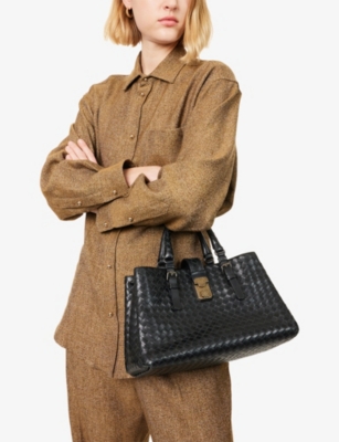 RESELFRIDGES: Pre-Loved Bottega Veneta Small Nappa Intrecciato Roma Leather Satchel
