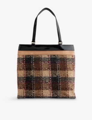 RESELFRIDGES: Pre-Loved Burberry Plaid Tweed Tote Bag