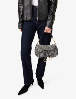 RESELFRIDGES: Pre-Loved Dior Diorissimo Double Canvas Saddle Bag