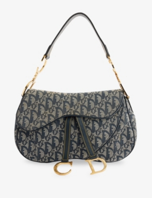 RESELFRIDGES: Pre-Loved Dior Diorissimo Double Canvas Saddle Bag