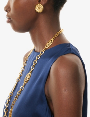 RESELFRIDGES: Pre-Loved Chanel CC-Logo Round Gold-Plated Metal Clip-On Earrings