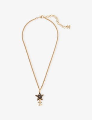 RESELFRIDGES: Pre-Loved Chanel Gold-Plated Glitter Enamel CC Star Pendant Necklace