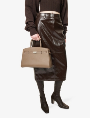 Demellier Womens Dk Taupe The Midi Hudson Leather Top-handle Bag In Brown