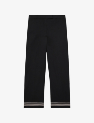 Womens Reiss Cat Stripe-Print Tapered Cotton Trousers