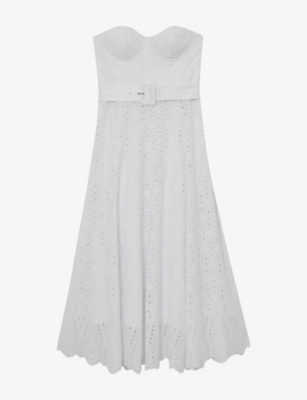 Womens Reiss Anya Broderie-Anglaise Woven Midi Dress