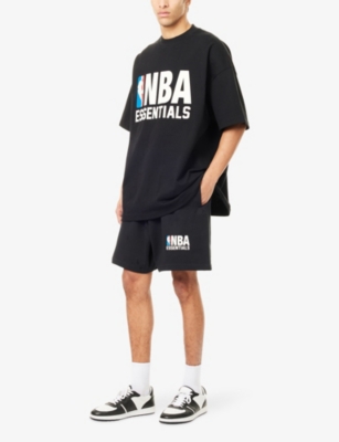 FEAR OF GOD ESSENTIALS: FOG x ESSENTIALS x NBA Relaxed-Fit Brand-Print Cotton-Blend Shorts