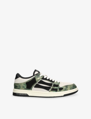 Mens Amiri Camo Skel Leather Trainers