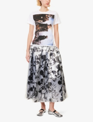 Comme Des Garçons Womens White  X Disney Cruella Round-neck Cotton-jersey T-shirt In Blue