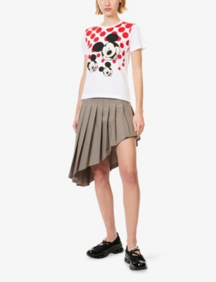 Comme Des Garçons Womens White  X Disney Mikey Mouse Polka-dot Cotton-jersey T-shirt In Multi