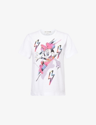 Comme Des Garçons Womens White  X Disney Minnie Round-neck Cotton-jersey T-shirt In White