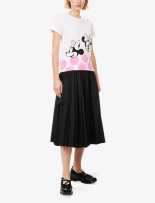 Comme Des Garçons Womens White  X Disney Minnie Polka-dot Cotton-jersey T-shirt In White