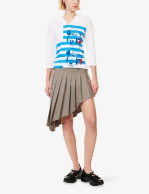 Comme Des Garçons Womens White B Pattern  X Disney Mickey Mouse Sailor-collar Cotton-jersey Top In White