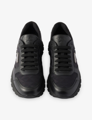 Prada Prax 01 Re-nylon And Brushed Leather Sneakers In Black