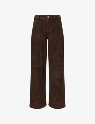 Womens Nour Hammour Milo Straight-Leg Suede Trousers