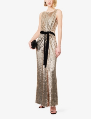 SIMKHAI: Felicity Sequin Stretch-Woven Gown