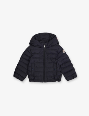 Moncler Babies' Dilar Logo-badge Nylon Jacket 3 Months-3 Year In Blue