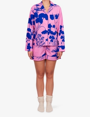 RO&ZO: Abstract-Print Short Cotton Pyjama and Eye Mask Set