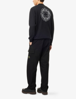 STONE ISLAND: Compass-Print Crewneck Cotton-Jersey Sweatshirt