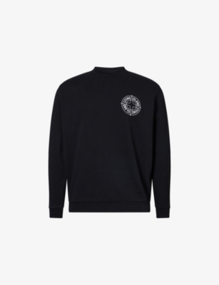 STONE ISLAND: Compass-Print Crewneck Cotton-Jersey Sweatshirt