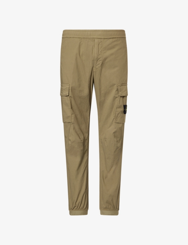 Regular-Fit Tapered-Leg Stretch-Cotton Trousers
