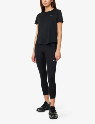 NIKE: Logo-Print Round-Neck Woven Top