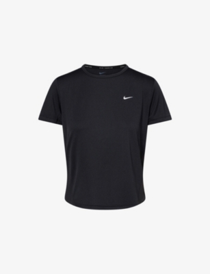 NIKE: Logo-Print Round-Neck Woven Top