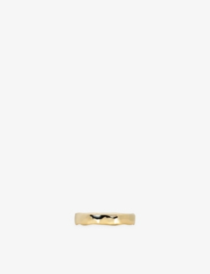 Monica Vinader Womens  Hammered Wide 14ct Yellow-gold Band Ring In Gold