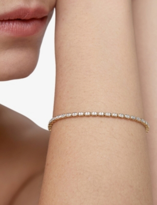 Monica Vinader Womens  Rectangular 14ct Yellow-gold And Lab-grown Diamond Tennis Bracelet In Silver