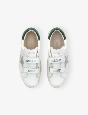 Golden Goose Kids Old School Leather And Suede Star Trainers In White