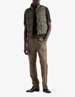 Prada Stand-up Collar Patch-pockets Gilet In Green
