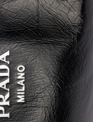 PRADA: Brand-Embossed Leather Top-Handle Bag