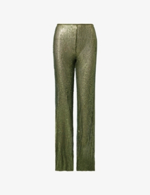 Siedres Womens Green Alexium Stretch-woven Trousers