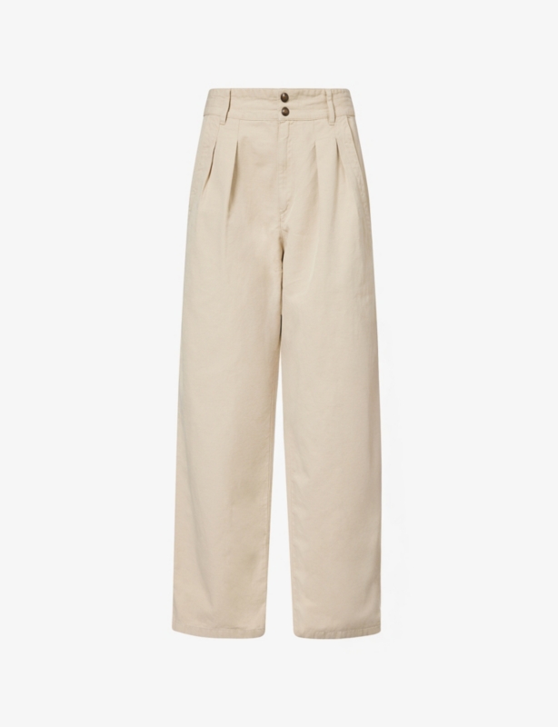 Nadine Wide-Leg Cotton and Linen-Blend Trousers
