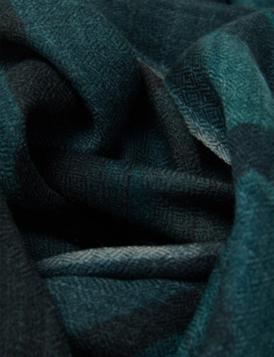 Leem Womens Green Maxi Organic Print Wool-silk Scarf In Green